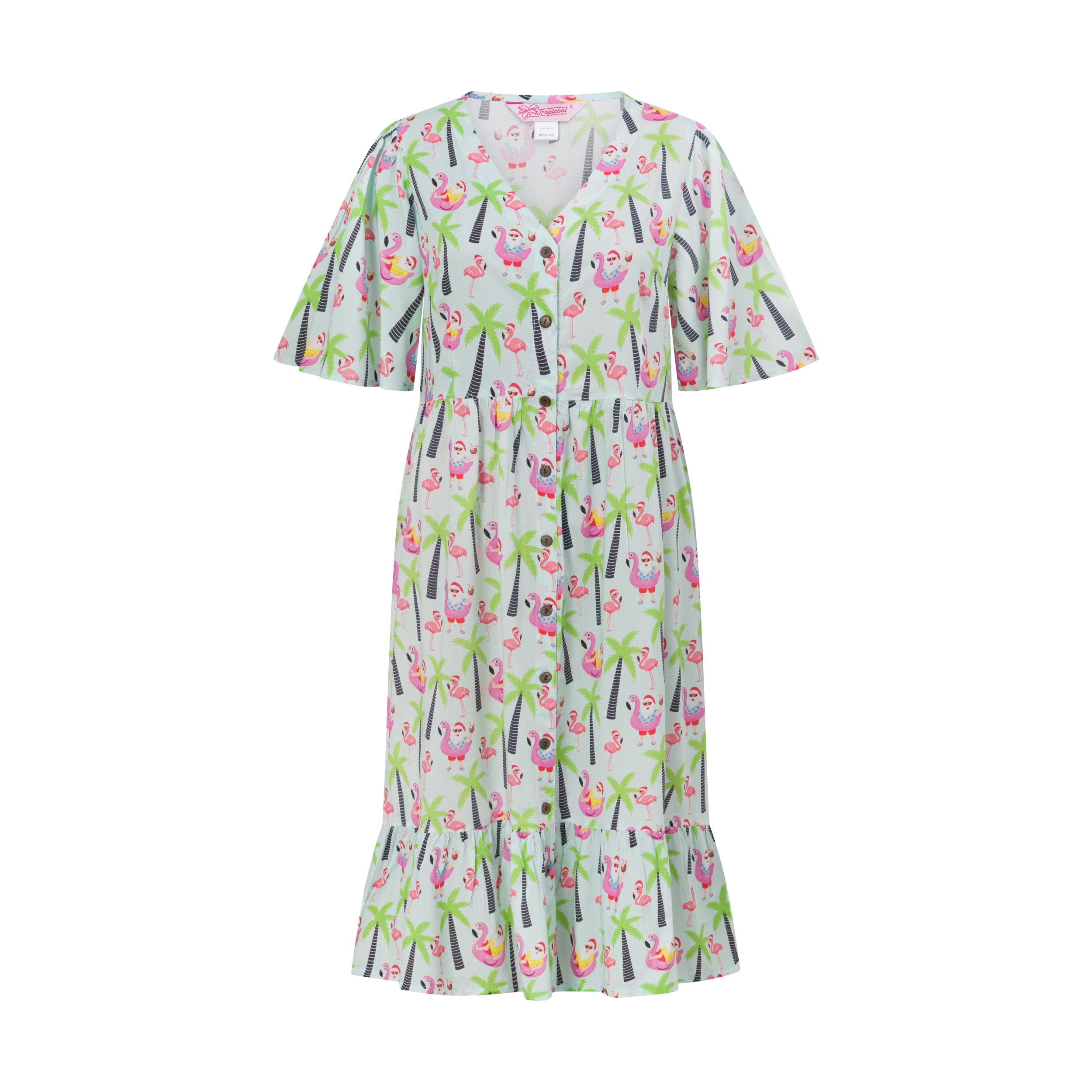 Blue Santa Sip & Sun Christmas Adult Amelia Dress  TropicoolClothing