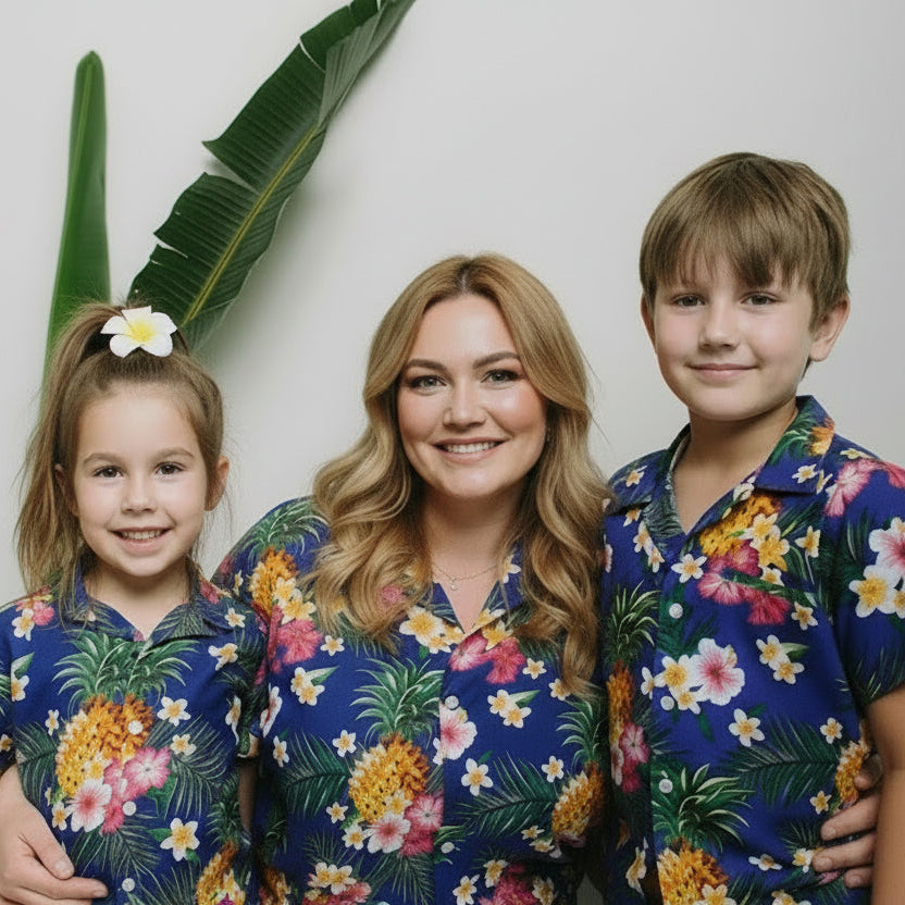 Aloha Pink Kids Hawaiian Shirt and Shorts Set