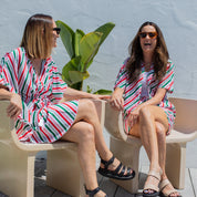 Jolly Stripe Christmas Adult Shirt featuring festive red, green, and white stripes; classic casual fit. | Tropicool Clothing