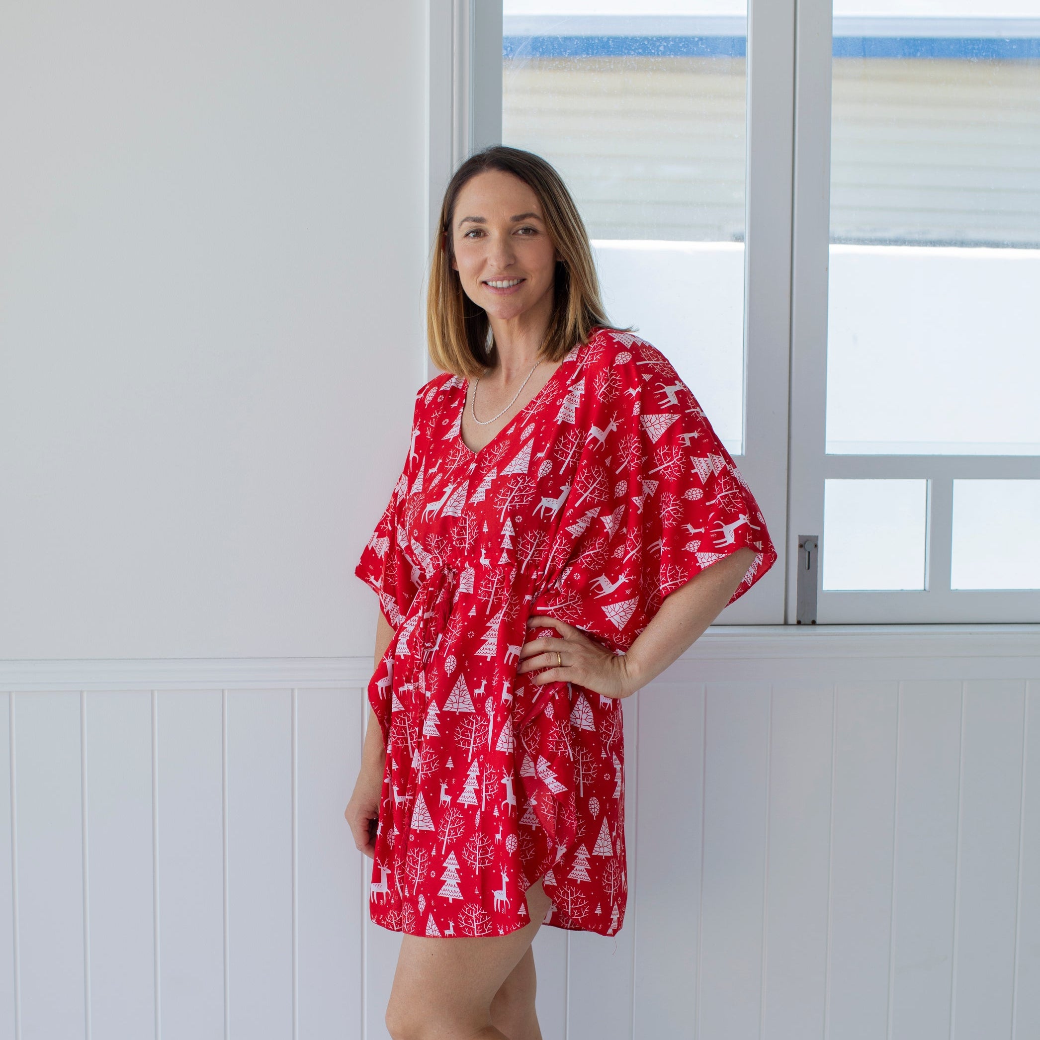 Reindeer Red Christmas Kaftan