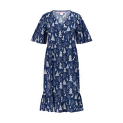 Reindeer Navy Christmas Button Up Adult Amelia Dress