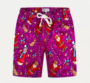 Santa Snowman Purple Kids Shorts