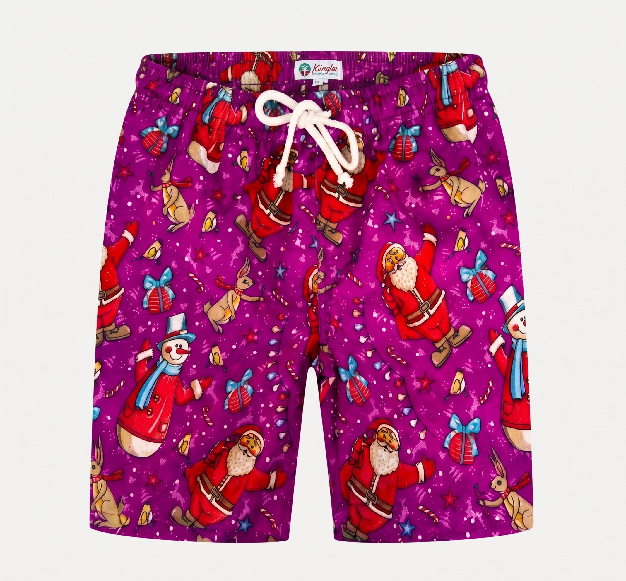 Santa Snowman Purple Kids Shorts