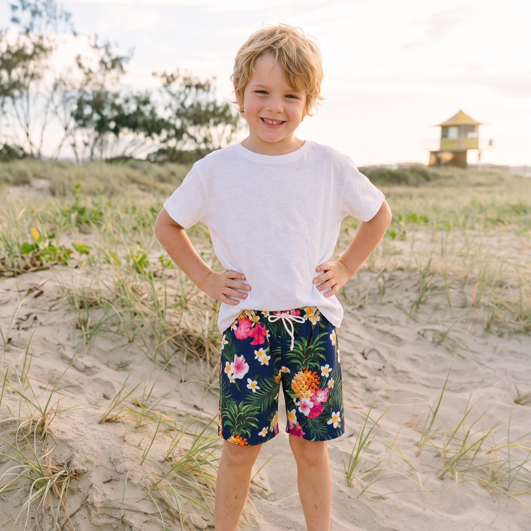 Aloha Navy Blue Kids Shorts