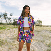 Aloha Purple Adult Shirt and Shorts Set