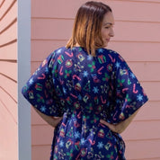Neon Lights Rayon Kaftan with vibrant tropical festive prints, loose fit, perfect for beachwear. | Tropicool Clothing