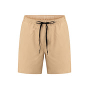 Beige trunks with a black drawstring, shown flat against a white background.