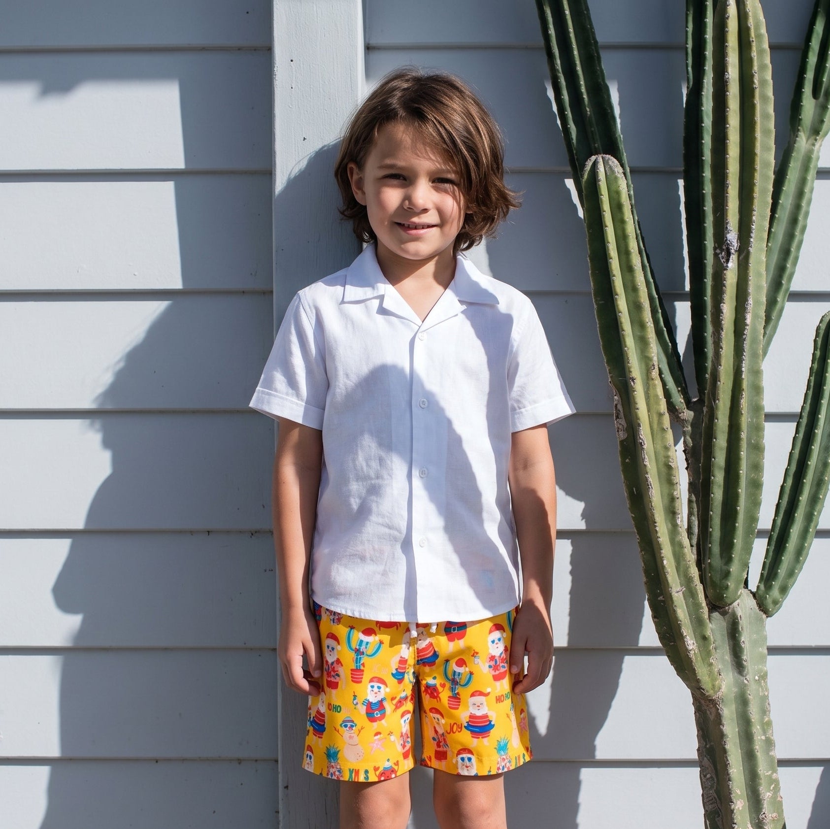 Santa Beach Holiday Christmas Kids Shorts