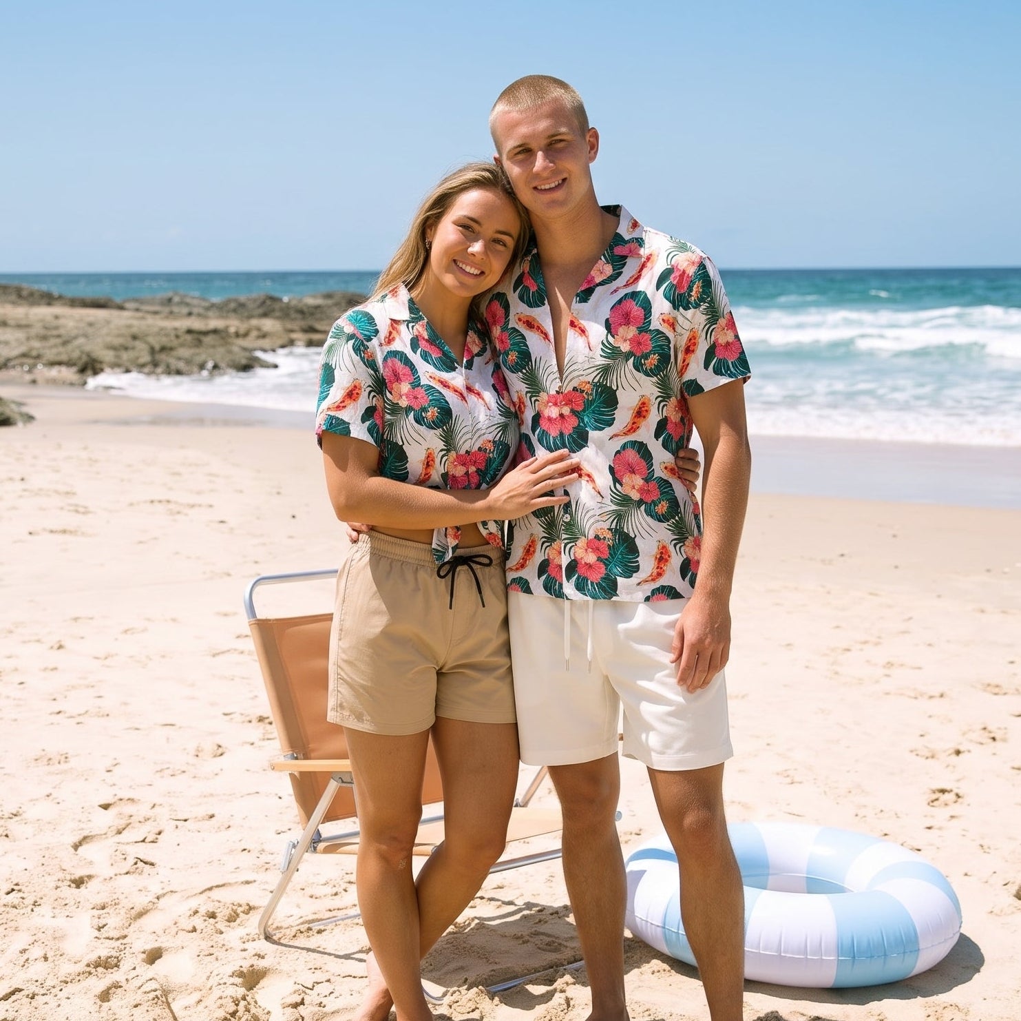 Hawaiian Koi Adult Shirt and Cotton Shorts - Set