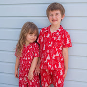Reindeer Red Christmas Kids Shirt and Shorts