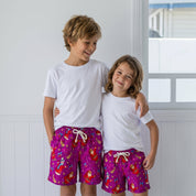 Santa Snowman Purple Kids Shorts