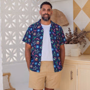Neon Lights and Khaki Cotton Shorts