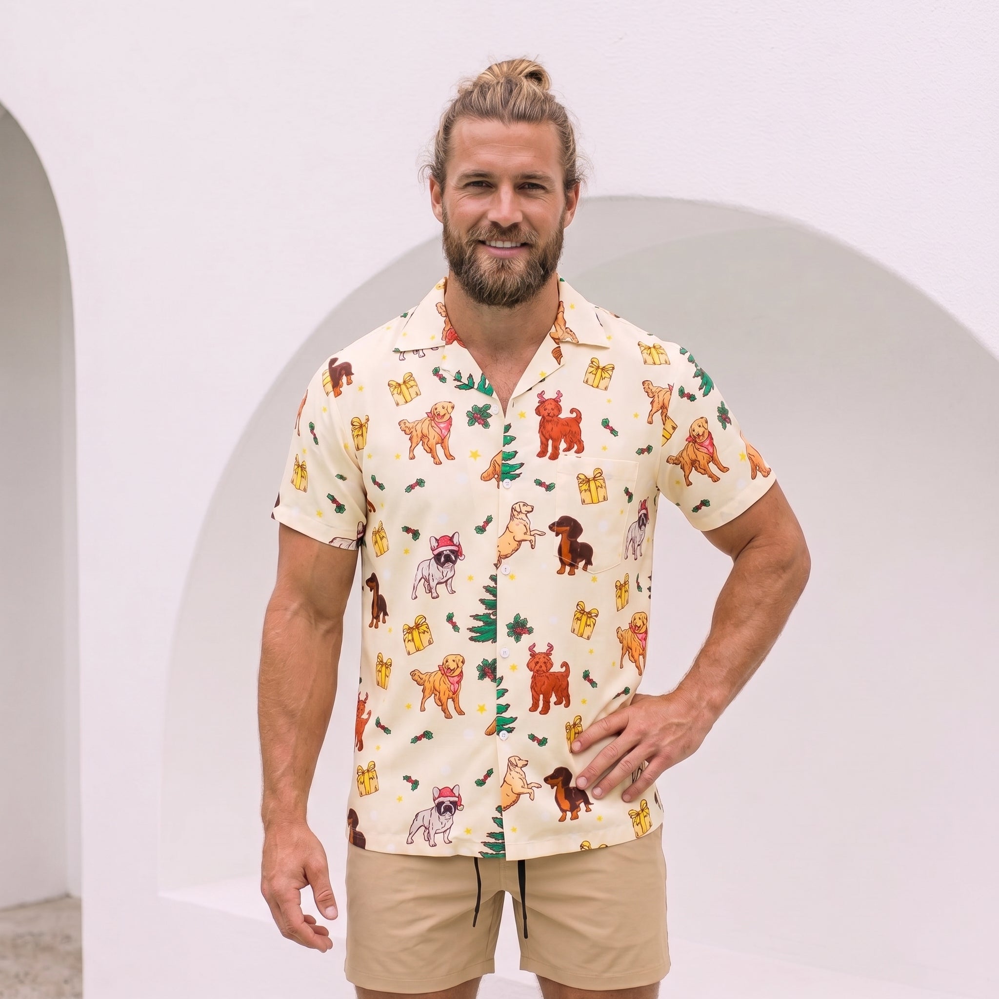 Christmas Pups and Pines & Cotton shorts - Set