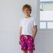 Santa Snowman Purple Kids Shorts
