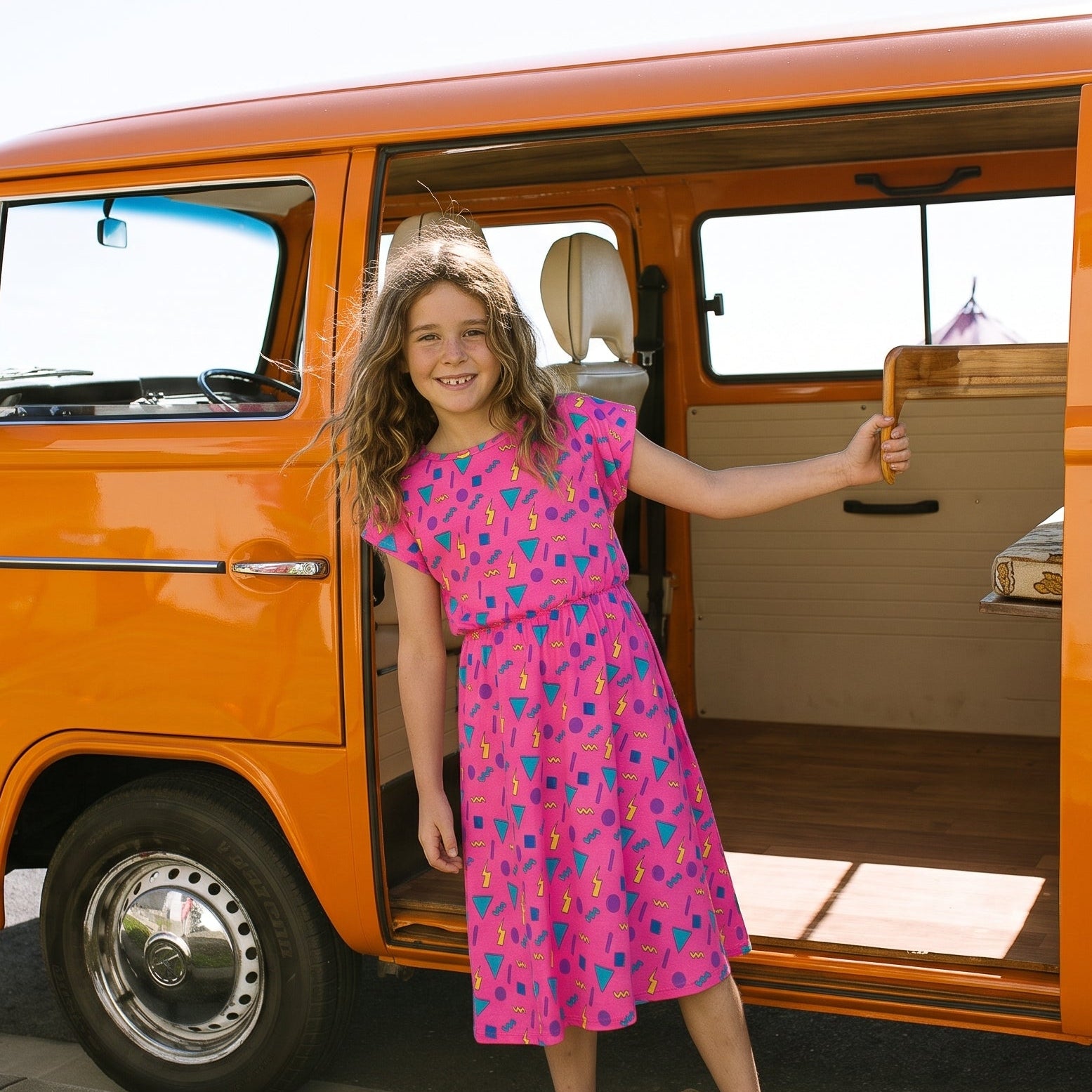Kid's Retro Vibe Bonnie Dress (Knee Length)