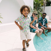 Santa Sip and Sun Blue Kids Shirt