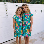 Kid's Aloha Turquoise Bonnie Dress (Knee Length)