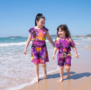 Kid's Sunset Purple Bonnie Dress (Knee Length)