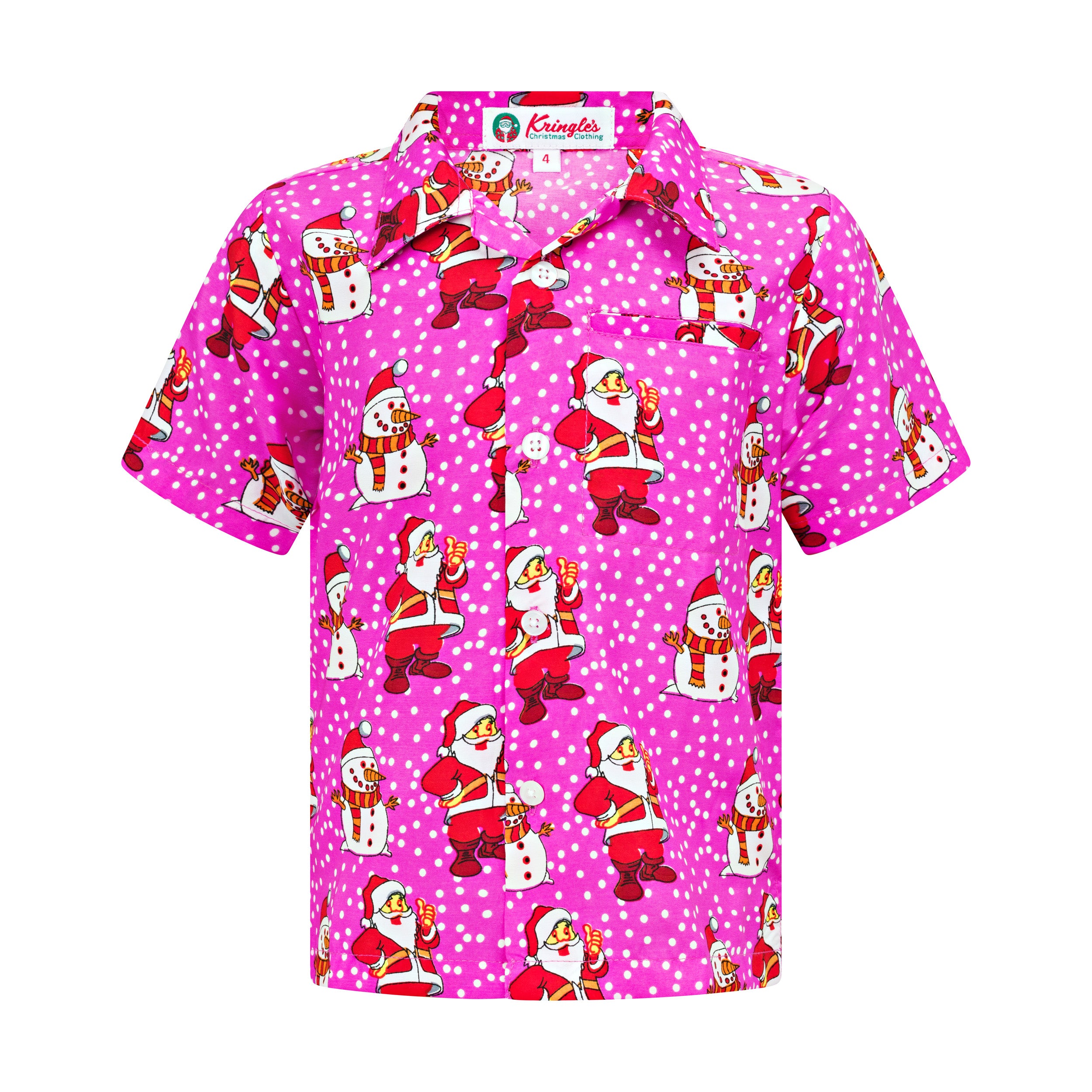 Santa Polka Pink Christmas Kids Shirt