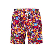 Purple Christmas adult shorts with white snowflakes, gifts, candy canes, and ornaments holiday pattern. | Tropicool Clothing